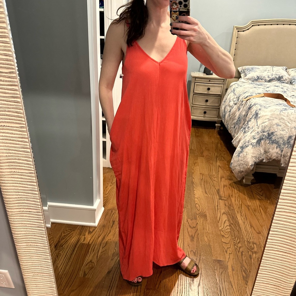 Flowy Mila Coral Maxi Dress